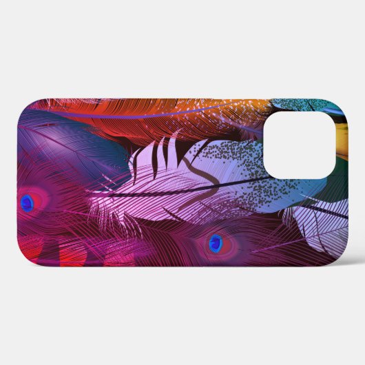 Farbenfrohe Vogelfedern Peacock Case-Mate iPhone Hülle (Rückseite (Horizontal))