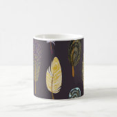 Farbenfrohe Vogelfedern Wasserfarbenmuster Kaffeetasse (Mittel)