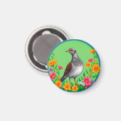 Farbenfrohe Vogelinsel blühende Blume Magnet (Vorderseite/Rückseite)