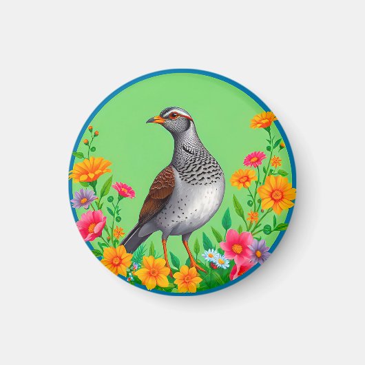 Farbenfrohe Vogelinsel blühende Blume Magnet (Vorne)