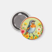 Farbenfrohe Vogelinsel blühende Blume Magnet (Vorderseite/Rückseite)