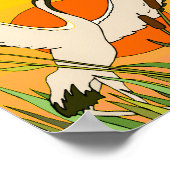 Farbenfrohe Vogelkunst attackiert den Sonnenunterg Poster (Ecke)