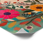 Farbenfrohe Vogelkunst - Zitat der Folkloregruppe Poster (Ecke)