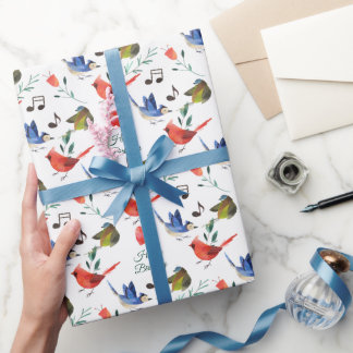 Farbenfrohe Vogelmusik zum Geburtstag Geschenkpapier
