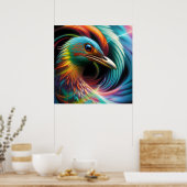 Farbenfrohe Vogelpfauenfedern Poster (Küche)