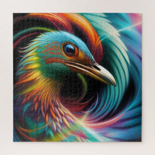 Farbenfrohe Vogelpfauenfedern Puzzle