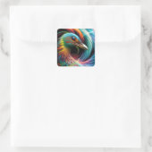 Farbenfrohe Vogelpfauenfedern Quadratischer Aufkleber (Tasche)