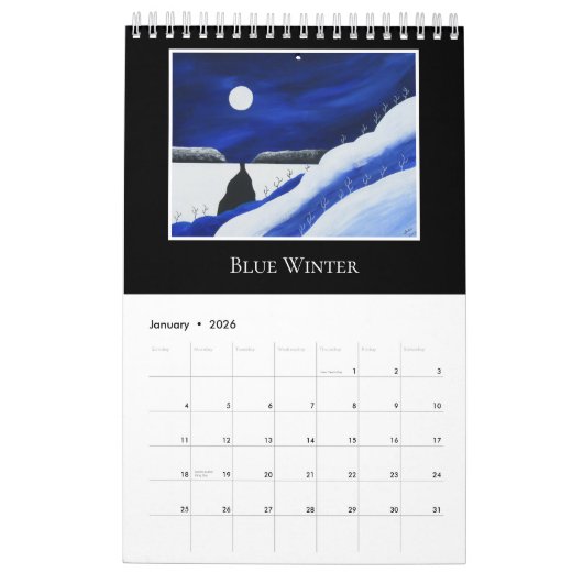 Farbenfrohe Volkskunst Einzigartiger Vollmond Indi Kalender (Jan 2026)