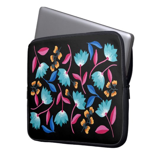 Farbenfrohe Volkskunst Laptopschutzhülle (Vorderseite Links)