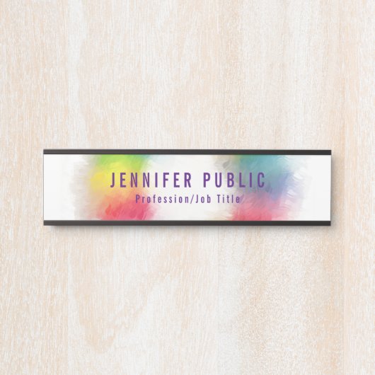 Farbenfrohe Vorlage Moderne elegante Regenbogenfar Türschild (Vorderseite )