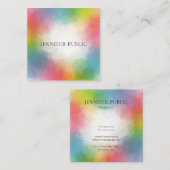 Farbenfrohe Vorlage Moderne Elegante Trendy Regenb Quadratische Visitenkarte (Vorne/Hinten)