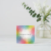 Farbenfrohe Vorlage Moderne Elegante Trendy Regenb Quadratische Visitenkarte (Stehend Vorderseite)