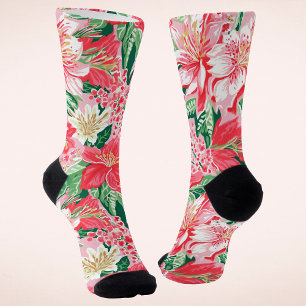 Farbenfrohe Vornehme Winter-Blumen-Weihnachten Socken
