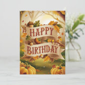 Farbenfrohe Wälder Herbst Herbst glücklich Geburts Karte (Stehend Vorderseite)