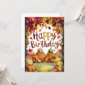 Farbenfrohe Wälder Herbst Herbst glücklich Geburts Karte (Vorderseite/Rückseite Beispiel)
