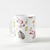Farbenfrohe Waldhausmuster mit Bollen, Hedgeh Kaffeetasse (Vorderseite Links)