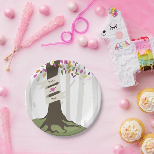 farbenfrohe Waldhochzeit Pappteller (Party)