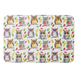 Farbenfrohe Waldhügel und Blätter Wasserfarbe Badematte