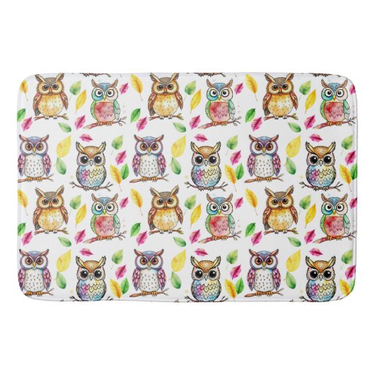 Farbenfrohe Waldhügel und Blätter Wasserfarbe Badematte (Vorderseite)