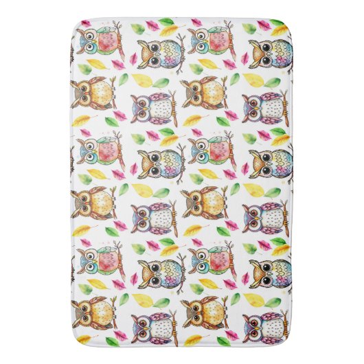 Farbenfrohe Waldhügel und Blätter Wasserfarbe Badematte (Vorderseite Vertikal)