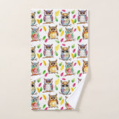 Farbenfrohe Waldhügel und Blätter Wasserfarbe Badhandtuch Set (Handtuch)