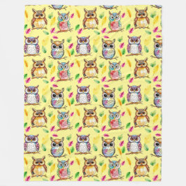 Farbenfrohe Waldhügel und Blätter Wasserfarbe Fleecedecke