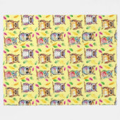 Farbenfrohe Waldhügel und Blätter Wasserfarbe Fleecedecke (Vorderseite (Horizontal))