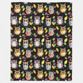 Farbenfrohe Waldhügel und Blätter Wasserfarbe Fleecedecke