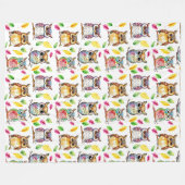 Farbenfrohe Waldhügel und Blätter Wasserfarbe Fleecedecke (Vorderseite (Horizontal))