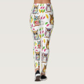 Farbenfrohe Waldhügel und Blätter Wasserfarbe Leggings (Rückseite)