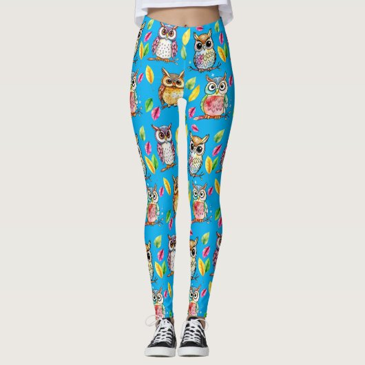 Farbenfrohe Waldhügel und Blätter Wasserfarbe Leggings (Vorderseite)