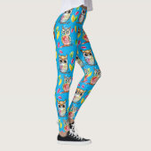 Farbenfrohe Waldhügel und Blätter Wasserfarbe Leggings (Rechts)