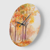 Farbenfrohe Waldlandschaft im Herbst Große Wanduhr (Winkel)