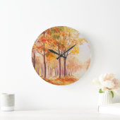 Farbenfrohe Waldlandschaft im Herbst Große Wanduhr (Zuhause)