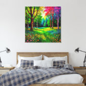 Farbenfrohe Waldlandschaft mit lebhaften Bäumen Leinwanddruck (Insitu (Schlafzimmer))