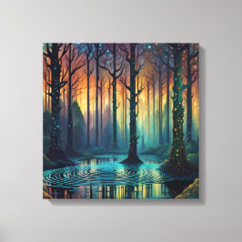 Farbenfrohe Waldlandschaft Moderne digitale Kunst Leinwanddruck