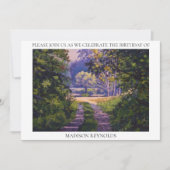 Farbenfrohe Waldlichtblüte Lila Gelbgrün Einladung (Vorderseite)