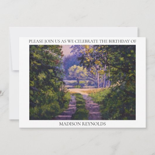 Farbenfrohe Waldlichtblüte Lila Gelbgrün Einladung (Vorderseite)