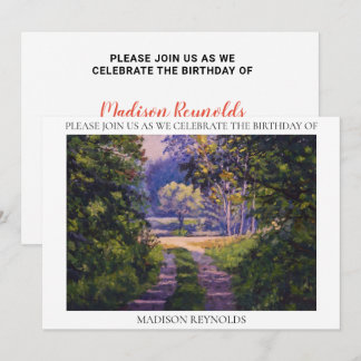 Farbenfrohe Waldlichtblüte Lila Gelbgrün Einladung