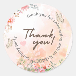 Farbenfrohe Waldschmetterlinge Princess Girl Runder Aufkleber