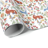 Farbenfrohe Waldtiere, Blumenfüßer Geschenkpapier (Rolleneckpunkt)