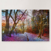 Farbenfrohe Waldwinterlandschaft Puzzle (Horizontal)
