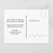 Farbenfrohe Walking Paw druckt moderne Skripterste Ankündigungspostkarte (Rückseite)