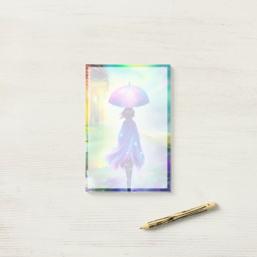 Farbenfrohe Wanderung im Regen Post-it Klebezettel (Auf Schreibtisch)