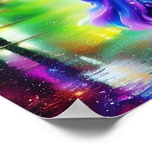 Farbenfrohe Wanderung im Regen Poster (Ecke)