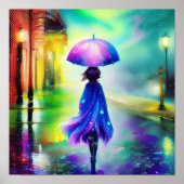 Farbenfrohe Wanderung im Regen Poster (Vorne)