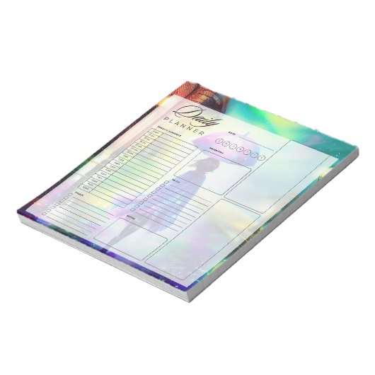 Farbenfrohe Wanderung in den Regenplannerblättern Notizblock (Rotiert)