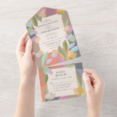 Farbenfrohe warme Flora All In One Einladung (Abreißen)