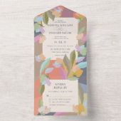 Farbenfrohe warme Flora All In One Einladung (Innen Boden)