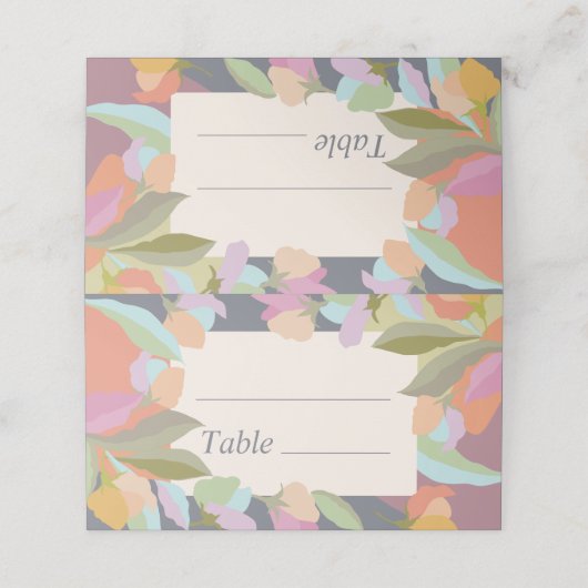 Farbenfrohe warme Flora Platzkarte (Außenseite Aufgefaltet)